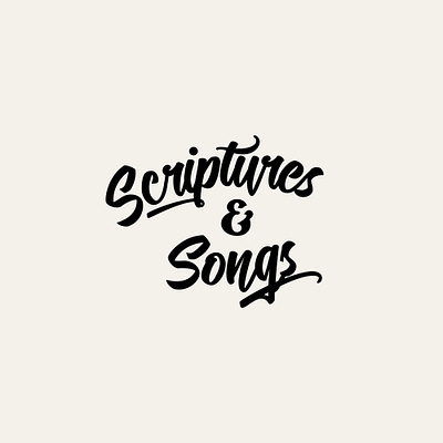 Scriptures and Songs Logo Ideas black and white logo logomark ministry script font simple type wordmark