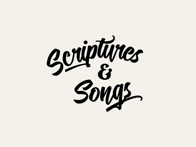 Scriptures and Songs Logo Ideas black and white logo logomark ministry script font simple type wordmark