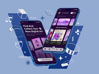 NFT Mobile App 3d nft app blockchain crypto cryptocurrency dark digital art mobile app mobile ui nft nft app nft art nft marketplace nft mobile app nft web saas token trend uiux web3