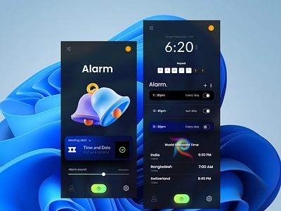 Alarm App Design alarm app alarm app design alarm clock android app application bento bento app clock app design design app ios mobile mobile app design screens stopwatch time picker timer app ui ux