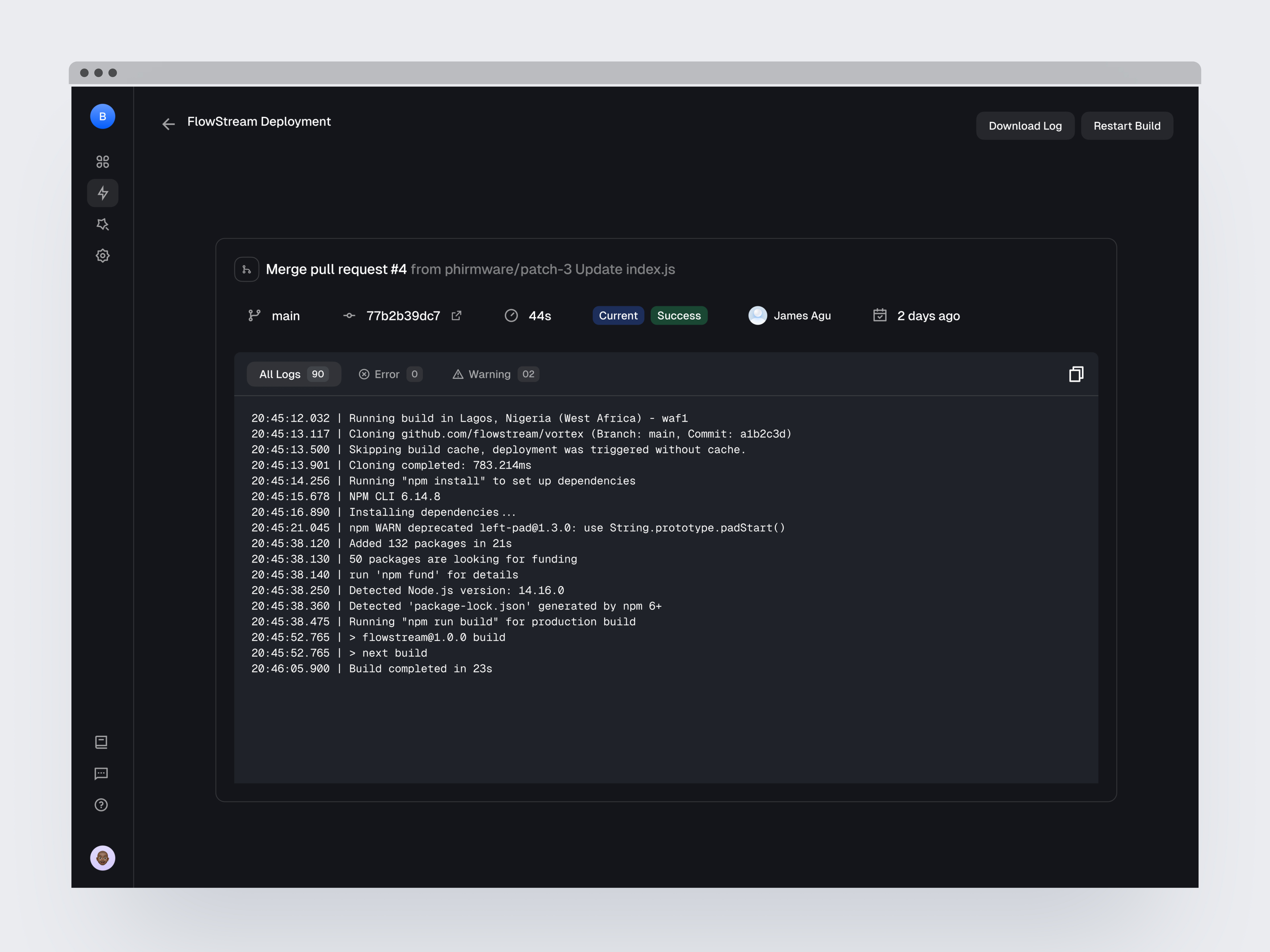 Deployment Logs - Clouddley deploy deploy app deployment logs logs ui vercel virtual machine