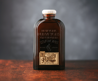 The Fear City Gin apothecary bottle branding design gin label lettering packaging rum spirit stamp typography vintage vodka whiskey