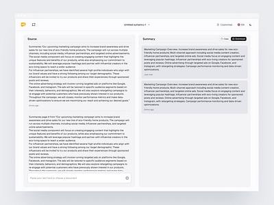 Summarize your document document to text product design summarize transcribe ui visual design