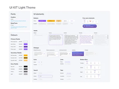 Mobile App UI KITs for Light&Dark Theme dark theme desin system light theme mobile application mobile design purple ui uikit yellow