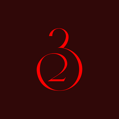Thirty-Two 32 branding custom graphic design letter lettering logo mark numbers red thirty two typography