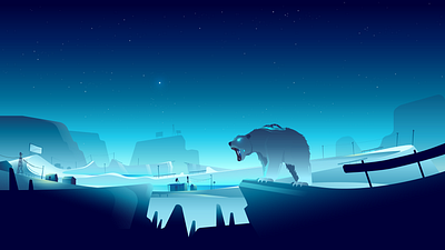 🐻‍❄️ bear game ice illustration illustrator landscape light polarbear robot snow vector