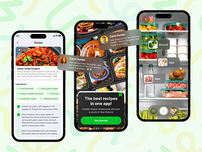 App for Recipes ai app artificial intelligence branding concept design app design mockup figma interface mobile mobile app design mobile app improvement mobile ui design ui user experience user experience design user flow ux wireframing