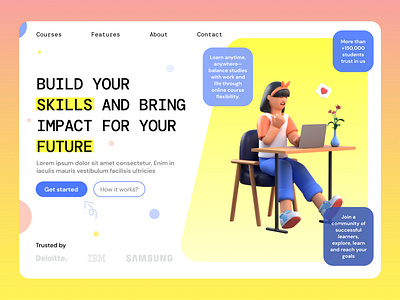 Course Website Landing Page color design course landing page course ui course web site course website design figma graphic design landing page ui ui design ux design ux ui design web design website design