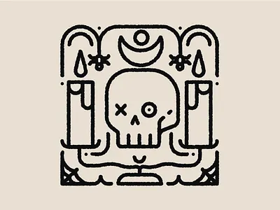 Skull&Candles candle design graphic design icon illustration line logo magic moon skull spider web