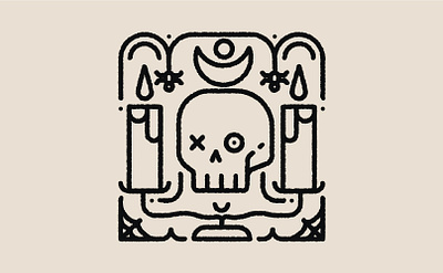 Skull&Candles candle design graphic design icon illustration line logo magic moon skull spider web