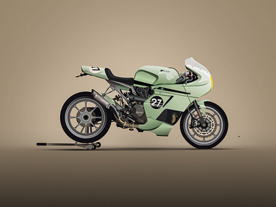deBolex Custom dB25 bmw cafe racer classic ducati green illustration illustrator mint motorcycle poster vector vintage