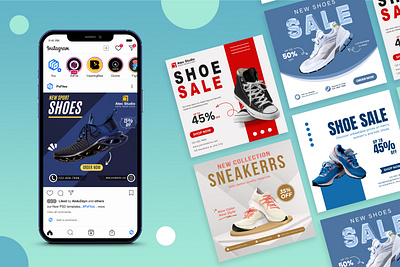 Eye-Catching Shoe Sale Social Media Post Designs creative advertising digital design discount campaign fashion marketing graphic design promotional graphics shoe sale stylish sneakers trendy footwear visual marketing