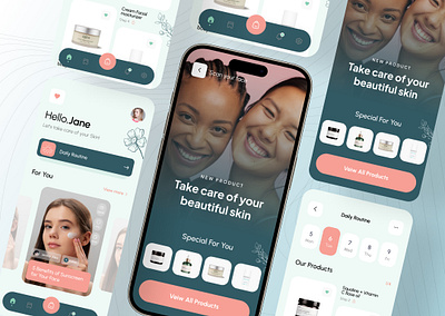 Care of your Skin application attractive design bestdesign brand care cooldesign cream dribbble makeup mobile app uiux user experience user interface