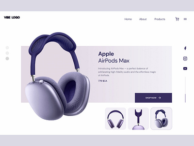 UI design for the AirPods Max | Product Card electronics electronics store headphones landing page music shop product card ui user interface uxui uxui design web design