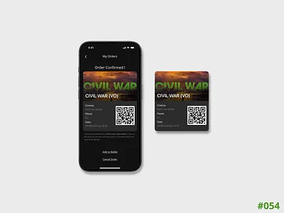 DailyUI #054 - Order Confirmation 54 challenge cinema civilwar daily daily ui design graphic design mobile order reservation ticket ui ui design wallet