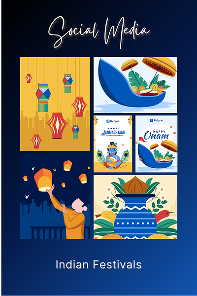 Social Media- Indian Festivals! branding concept design graphic design illustration vector