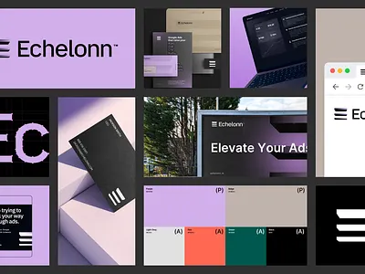 Echelonn Visual Identity billboard black branding graphic design icon logo palette purple