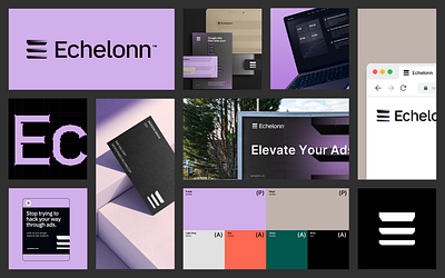 Echelonn Visual Identity billboard black branding graphic design icon logo palette purple