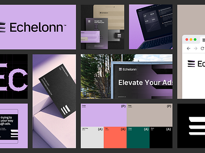 Echelonn Visual Identity billboard black branding graphic design icon logo palette purple