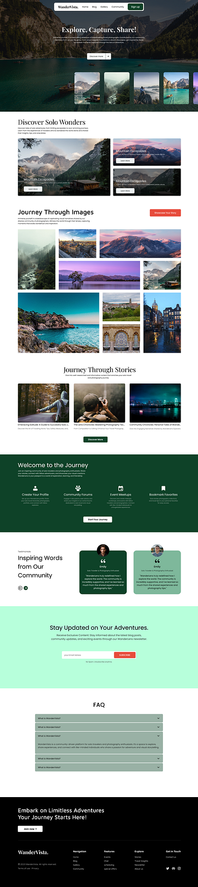 UI/UX Web Design for Solo Traveler & Photography Community App design figma hero section home page landing page travel website ui uiux design user experience design user interface ux web design