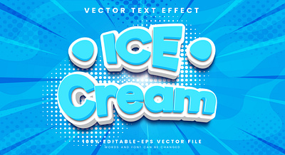 Ice Cream 3d editable text style Template delicious