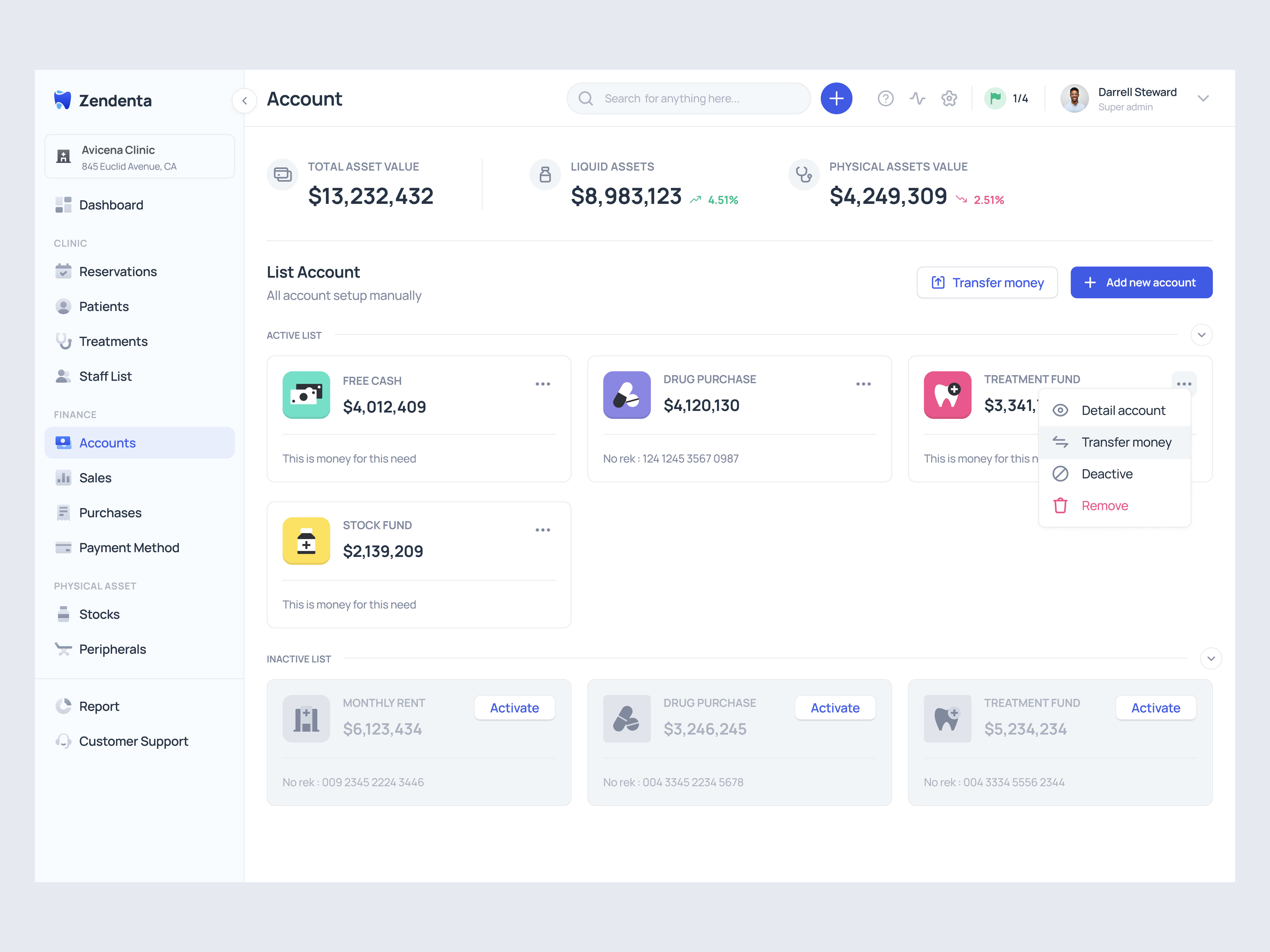 Zendenta - Account - a SaaS of Dental Clinic account clinic dental dental clinic dentist ehr emr financial management health care hospital product design saas saas dental saas design ui ux web app web design