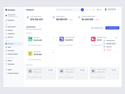 Zendenta - Account account dental clinic financial management health care product design saas ui ux web app