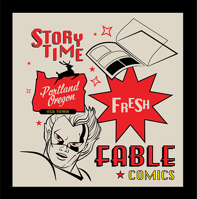 Comic bookstore illustration branding graphic design illustration logo