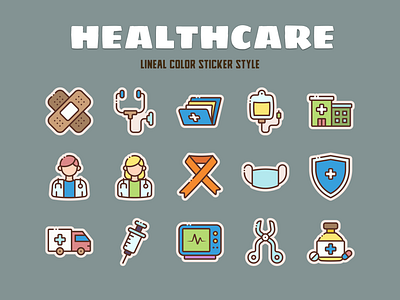 Healthcare Icon Set ambulance awareness band aid doctor face mask healthcare healthy hospital icon icon set medical medical insurance sticker surgery