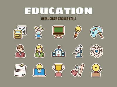 Education Icon Set accountancy art baseball biology blackboard creative education highschool icon icon set learn learning microscope school science sticker study study online teacher trophy