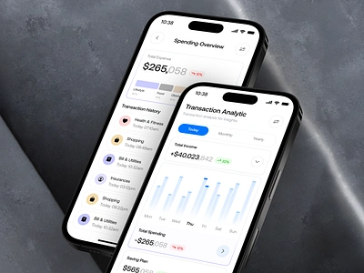 Financial Management App - Transaction Analytic bank app design financial app financial management app financial recording fintech app mobile app product design saving plan spending transaction transaction analytic transaction history ui ui design uiux