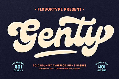 Genty - Bold Rounded Typeface bold bold italic bold script display display font display poster display script display swash display typeface display typography script