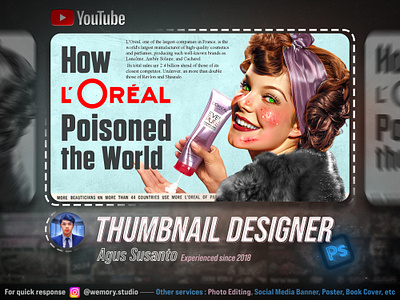 Thumbnail Design - L'Oreal design graphic design manipulation photo editing photoshop thumbnail youtube thumbnail