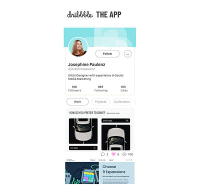 Dribbble Mobile App account design dribbble mobileapp profile socialmedia ui uidesign