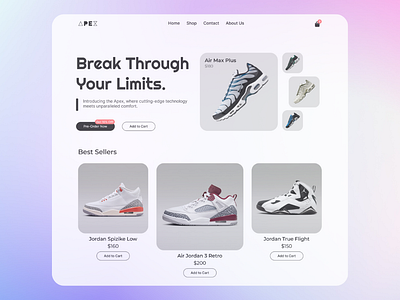 Apex - Nike Shoe E-commerce Landing Page Design app design e commerce landing page ui web app web design
