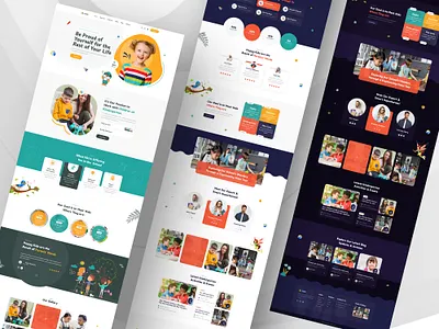 Kindergarten & Baby Care Website Design baby care baby website design child day care design education home page design kindergarten website landing page nursury play preschool school toddlers ui uiux website design