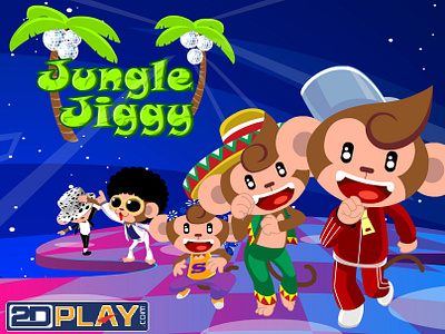 Jungle Jiggy - Casual Game 2d 2d game 2d illustration adobe animate adobe illustrator animation background art casual game character animation dance dancing game design digital art enviroment art game assets illustration logo music game ui vector