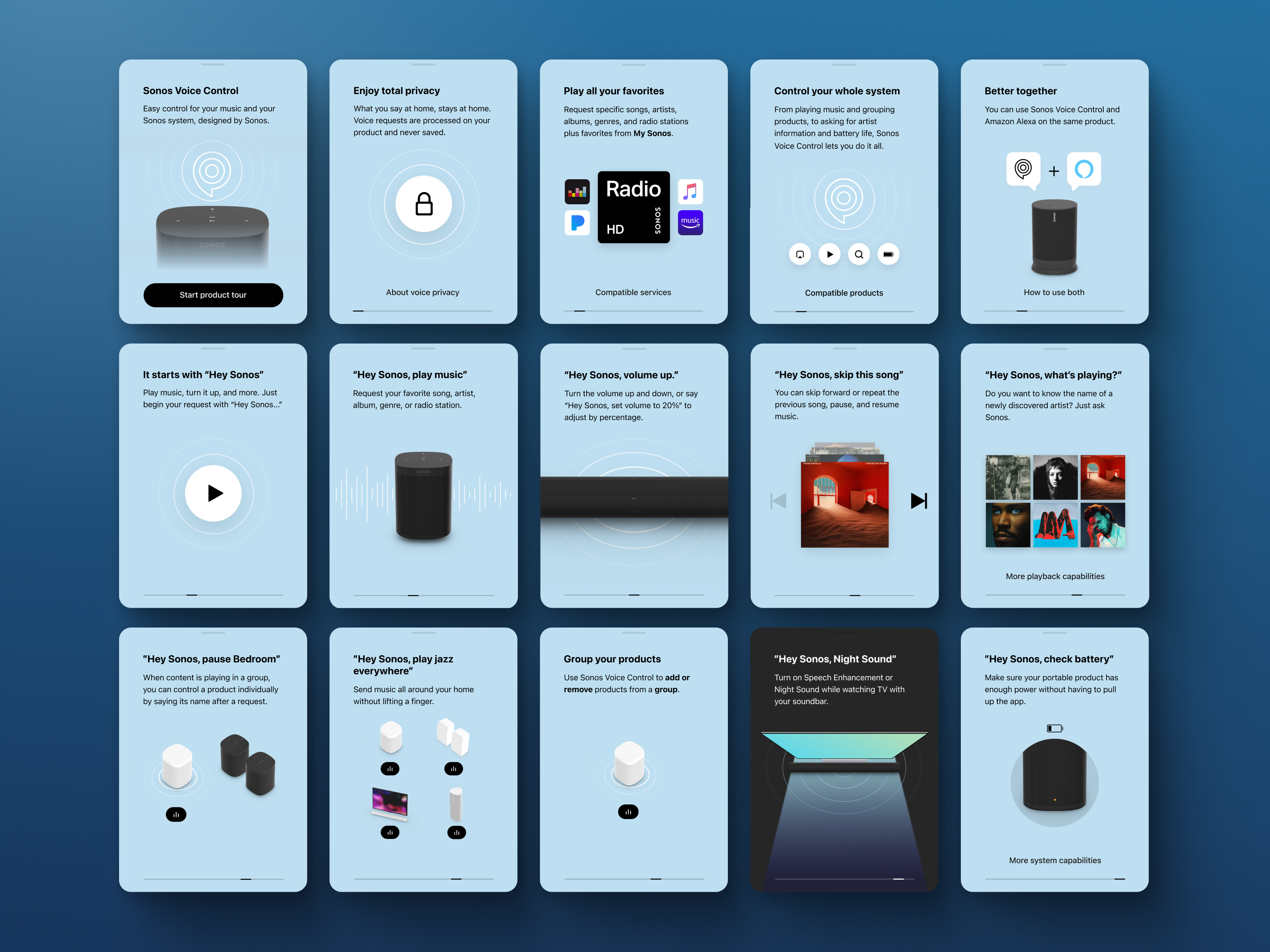 Sonos Voice Control Tour (Case Study) app application design education hardware industrial design mobile mobile app onboarding product design responsive tour ui ui design