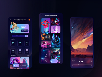 Video downloader Mobile App Design Concept 3d android animation app design branding graphic design illustration ios logo motion graphics ui user experience user interface ux video app video downloader web design