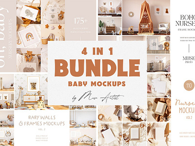 Baby Mockups BUNDLE 4 in 1 baby baby bundle baby mockup baby mockup bundle baby room boho bundle kids bundle nursery nursery frame mockup nursery mockup nursery room mockup