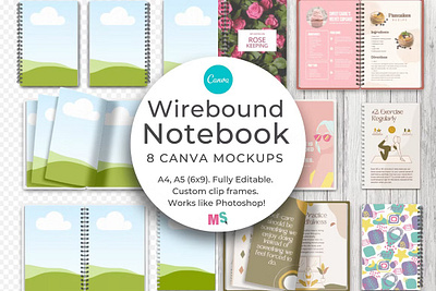 Wirebound Notebook Mockup for Canva canva diary mockup canva mockup template canva notebook mockup canva planner mockup canva template diary mockup diary mockup template journal mockup notebook mockup notebook mockup template planner mockup planner mockup template