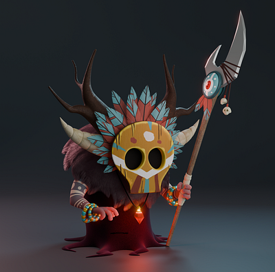 3d stylized Shaman 3d 3dcharacter 3dillustration 3dmodeling blender charactermodeling