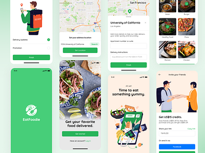 EatFoodie Mobile Food App - Onboarding, Sign Up & Account Setup apps design eat food exploration food apps graphic design illustration mobile mockup prototype responsive user interface user research uxuidesign uxuidesigners