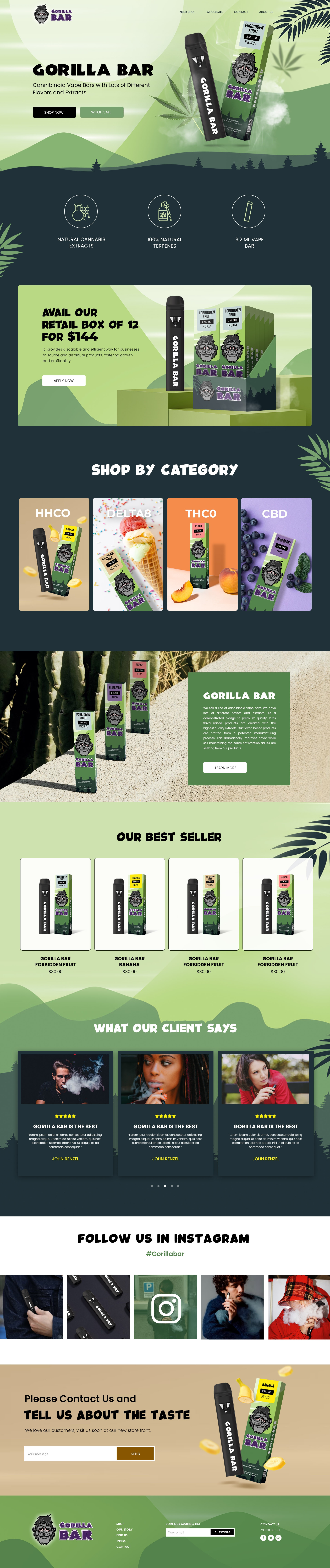 Gorilla Bar cannabinoids design landing page website website design