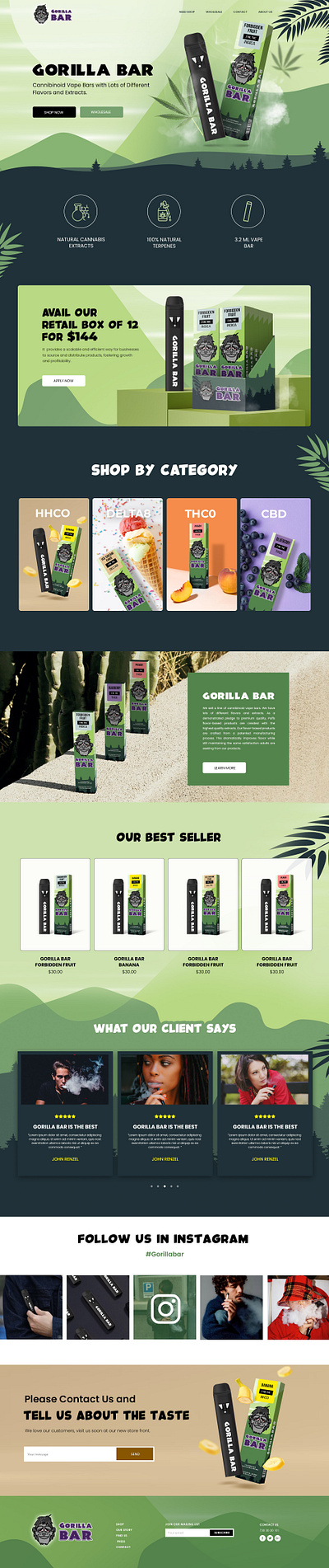 Gorilla Bar cannabinoids design landing page website website design