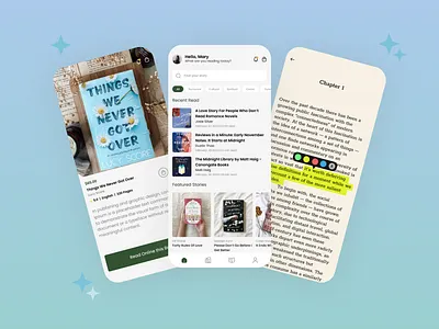 Book Reading App book app mobile app reading app ui ui design ux design