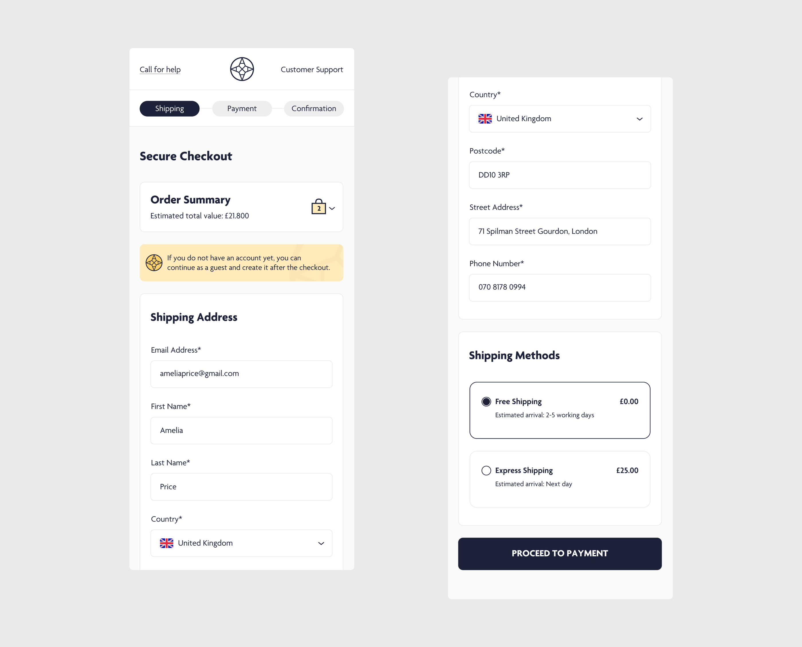 Checkout Process - Shipping checkout checkout process clean design interface minimal mobile purchase shipping ui user experience user interface ux website