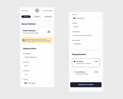 Checkout Process - Shipping checkout checkout process clean design interface minimal mobile purchase shipping ui user experience user interface ux website