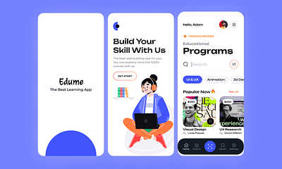 E-Learning App design e learning app education learning mobile app school skills student uiux university