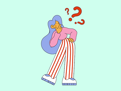Woman thinking about the problem 2d animation character animation character design design girl graphic design illustration json lottie motion design motion graphics problem question solving thinking person vector woman